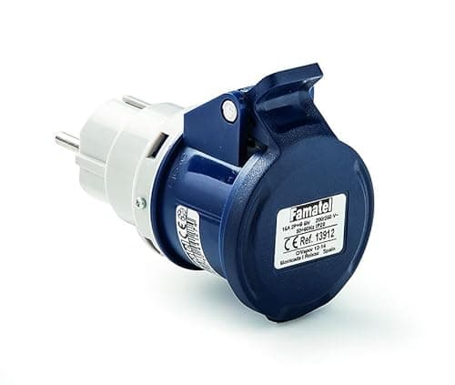 Image of Famatel Schuko Plug Adapter IP20 – 16A 3 Pin 230V IP44 Coupler - 13912