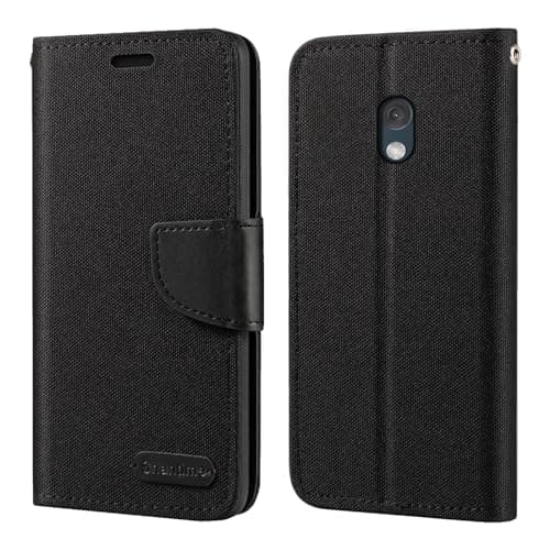 Image of Oxford Fabric PU Leather Flip Wallet Case Compatible with Nokia 225 4G 2024, Durable Protective Cover with Card Slots and Magnetic Closure (Black)