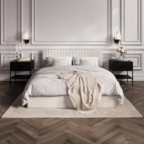 Image of LPD Home Berlin Super King Milk Velvet Bed Frame with Ottoman Storage, Fluted Headboard (Mattress Not Included)