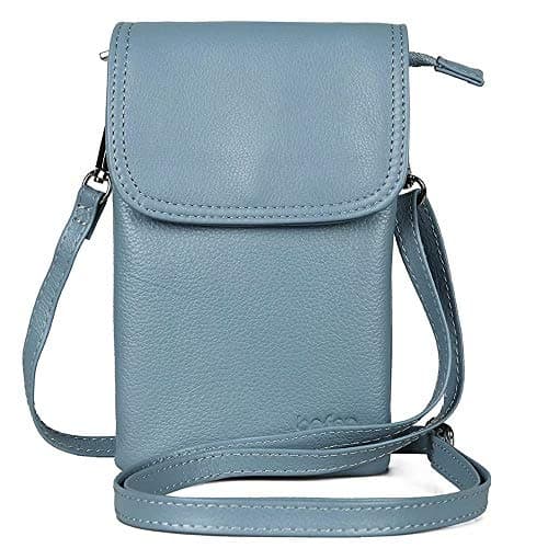 Image of befen Genuine Leather Phone Bag, Real Leather Cell Phone Purse Wallet, Small Mobile Phone Cross Body Bag for Women Shoulder Bag with Long Strap and Key Ring - Fit 8 Plus or Phone Less 6.5 Inch