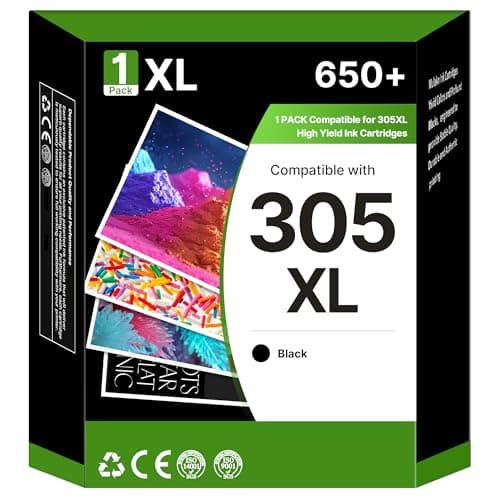 Image of 305XL Ink Cartridges High Yield – Black Ink Compatible for HP 305 XL Ink for HP DeskJet 1210 1212 2300 2320 2330 2820 2821 2822 2823 2828 4220e Envy 6000e 6010e 6020e Pro 6400 6420 printers (1-Black)
