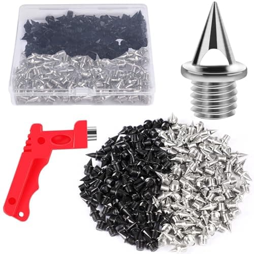 Image of JULMELON 120PCS 1/4inch Stainless Steel Track and Cross Country Spikes Golf Shoe Spikes with Spike Wrench, Replacement Spikes for Sprint Sports Short Running Track Shoes (Silver and Black)