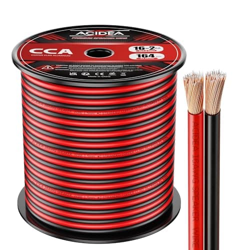 Image of Acidea Speaker Cable - 16 Gauge 2 x 1.5mm² - 50m Speaker Wire CCA, Audio Cables for Car Audio, Home Theater, Copper Clad Aluminum (Red/Black)