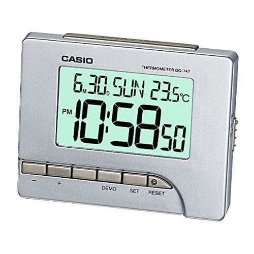 Image of Casio Collection Wake Up Timer Digital Alarm Clock DQ-747-8EF, Grey, Regular