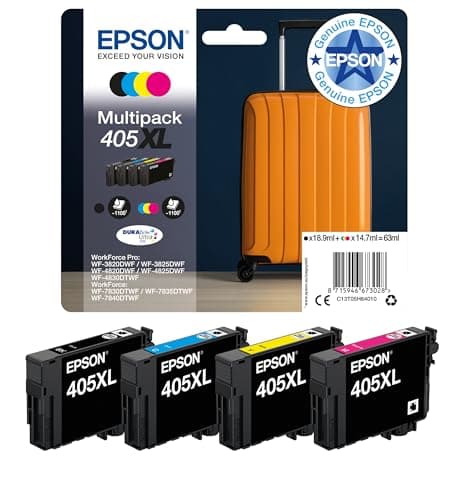 Image of Epson 405XL Suitcase High Yield Genuine Multipack, 4-colours Ink Cartridges, DURABrite Ultra Ink