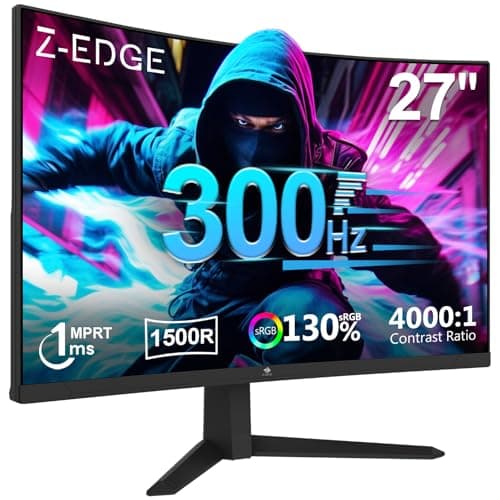 Image of Z-Edge 27 Inch 300Hz(DP) 240Hz(HDMI) Curved Gaming Monitor 1ms MPRT Full HD LED Monitor, 300cd/m² Brightness, 16:9 VA Panel, FreeSync, HDR10, HDMI 2.0 & DisplayPort 1.4, VESA Mountable
