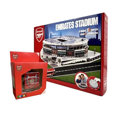 Image of Arsenal FC Emirates Stadium 3D Puzzle (108 Pieces) + Arsenal Rubik’s Cube Bundle | Official Football Fan Gift | Stadium Model Construction Puzzle & Brain Teaser | Age 7+