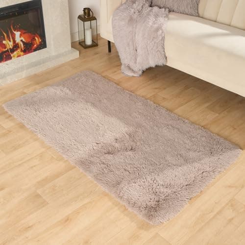 Image of Sienna Natural Beige Rug Living Room 120 x 170cm, Super Soft Anti-Slip Medium Fluffy Rug for Bedroom Modern Shaggy Area Rugs Thick Pile Non-Shedding Floor Carpet