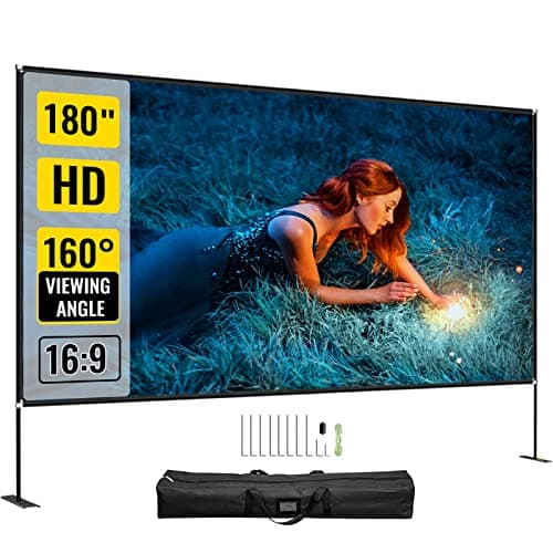 Image of VEVOR Outdoor Movie Screen, 180" Portable Movie Screen, 16:9 HD Wide Angle Projector Screen, Easy Assembly Portable Screen w/Storage Bag & Stand, Projector Screen for Outdoor Use