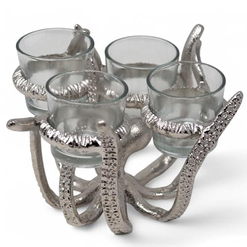 Image of Silver Octopus Metal Tealight Candle Holder