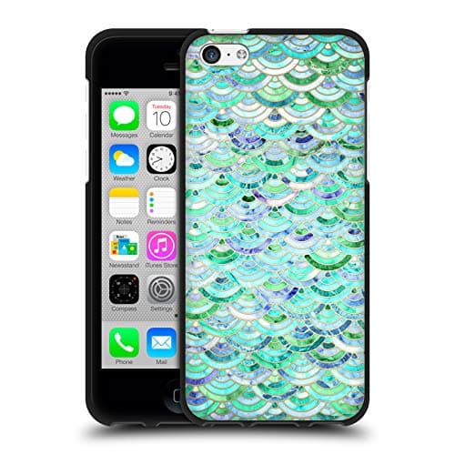 Image of Head Case Designs Officially Licensed Micklyn Le Feuvre Mosaic In Mint Quartz And Jade Marble Patterns Black Soft Gel Case Compatible With Apple iPhone 5c