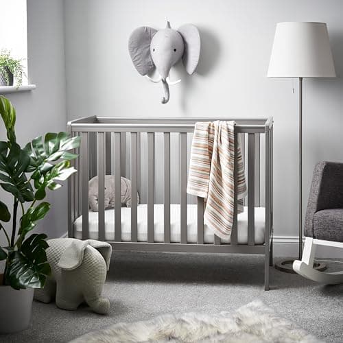 Image of Obaby Bantam Space Saver Cot – Taupe Grey – Compact 120 x 60 cm Convertible Cot Bed with Adjustable Base & Teething Rails