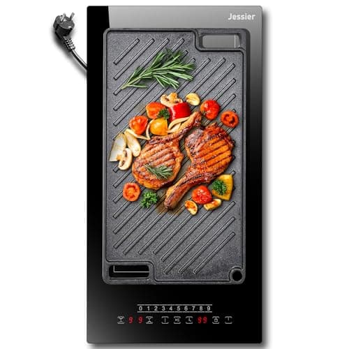 Image of Jessier Plug in Induction Hob 30cm 2800W, 2 Zones Electric Hob with Flexible Zone for BBQ, Built-in Hob with 9 Power Levels Setting, Pause Function, Timer, Child-safety Lock Black