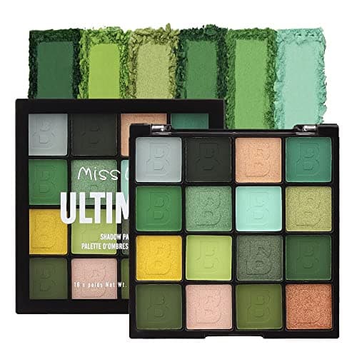 Image of 16 Colors Green Matte Eyeshadow Palette - Waterproof Light Dark Green Shimmer Eyeshadow, Shiny Yellow Pressed Eye Pallet,Sparkly Glitter Brown Eyes Makeup