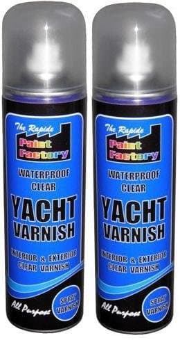 Image of 2 X 250ML WATERPROOF CLEAR YACHT VARNISH SPRAY PAINT NO CFCS INTERIOR EXTERIOR
