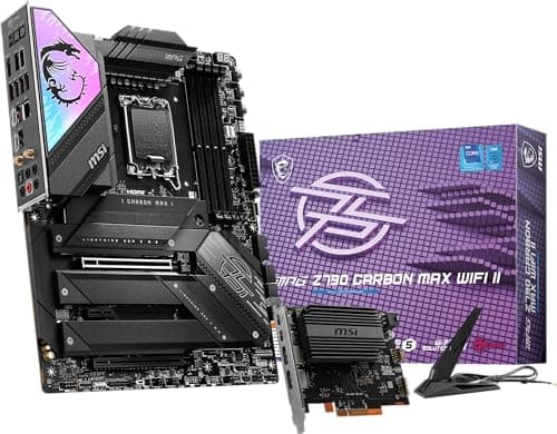 Image of MSI MPG Z790 Carbon MAX WiFi II Gaming Motherboard (Supports Intel 12th/13th/14th Gen Processors, LGA 1700, DDR5, PCIe 5.0, M.2, LAN 2.5Gbps, USB 4, Wi-Fi 7, ATX)