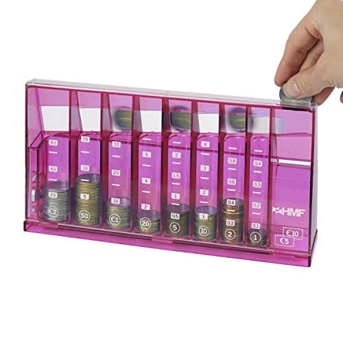 Image of HMF 4710-15 EURO Coin Sorter Counter 24 x 5 x 12 cm, pink
