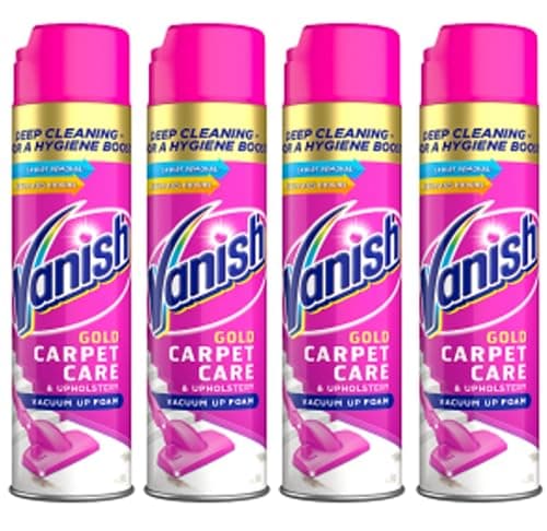 Image of Vanish Oxi Action Upholstery & Carpet Cleaner, Stain Remover Foam for Large Area Cleaning, 600ml| Spring Flowers Fragrance | Cleans and Freshens your Carpet | Pack of 4