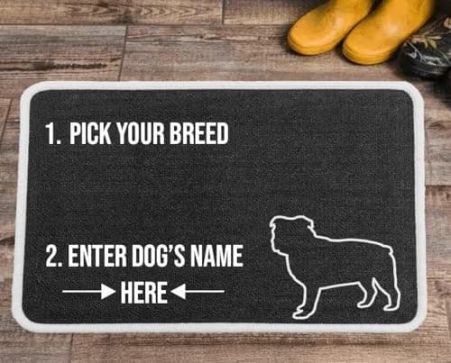 Image of PET REBELLION | Machine Washable & Absorbent | Personalised Extra-Large Pet Feeding Mat | Customisable with Your Pet's Name | Non-Slip Backing | Bulldog Charcoal