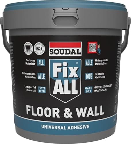 Image of Soudal 4KG Fix All Floor & Wall White SMX® Sealant/Adhesive - Indoor Use, 4.5L, Waterproof, 48hr Full Cure, Porous/Non-Porous Surfaces, Tiles, Wood, Lino, Vinyl, Hygienic Panels, 4kg Pail