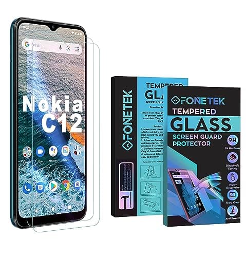 Image of Fonetek, for Nokia C12, Pack of 2, TEMPERED GLASS Screen Protector LCD Guard Case Cover - Clear