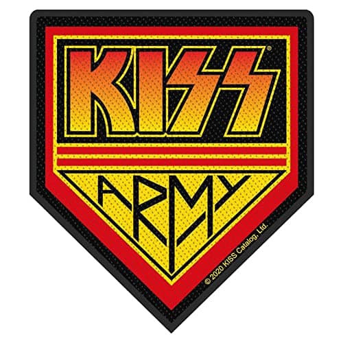 Image of Kiss Kiss Army Unisex Patch Black/Yellow/Red 100% Polyester Band Merch, Bands, red, 10x9