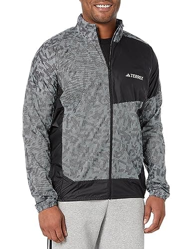 Image of adidas Men's Terrex Trail Running Wind Jacket Outerwear, Wonder Silver/Black, M