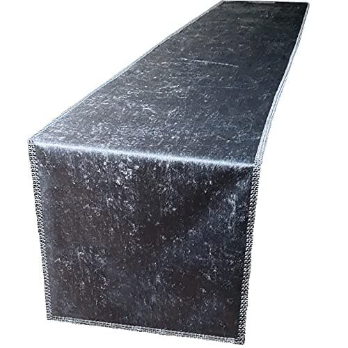 Image of LES4U Diamante 2-Tone Crushed Velvet Bed Runner Sparkle Ombre Glitzy Crystal Diamante Decorative Long Dinning Table Runner Wrinkle Free W35 x L200cm, Grey/Silver