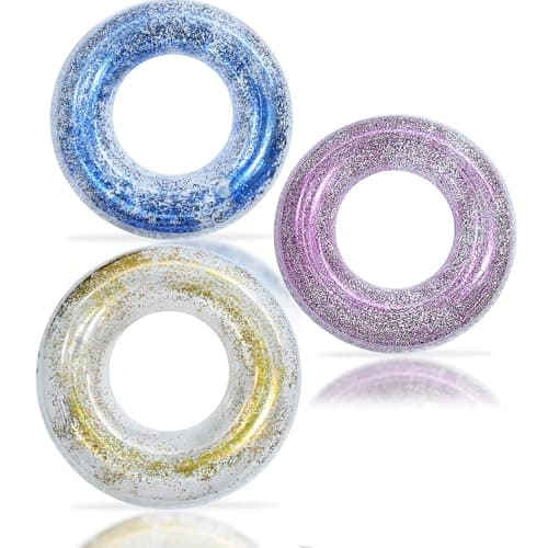Image of 3Pcs Adult Rubber Rings for Pool, Floaties for adults, Large Giant 90cm Sequin Swim Ring Pool Rings,Swimming Ring Adult Inflatable Poolfloaty for Girls Women Summer Beach Party