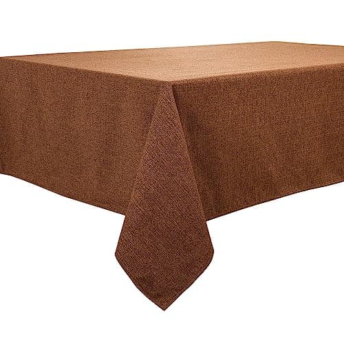 Image of BALCONY & FALCON Rectangle Tablecloth, Wrinkle Resistant and Water Proof Table cloth, Decorative Linen Fabric Tablecloths for Dining, Parties, Kitchen, Wedding and Outdoor Use (Brown, 145x300cm)