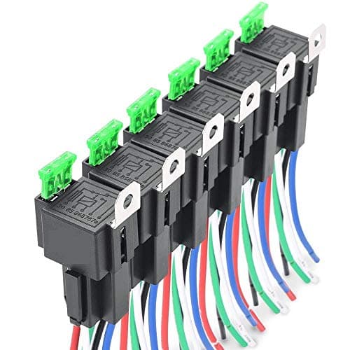 Image of Fasizi 6Pcs 12V 30A Fuse Relay Switch Harness ATO/ATC Blade Fuse, 5-Pin SPST Automotive Electrical Relays with Heavy Duty 14 AWG Wires