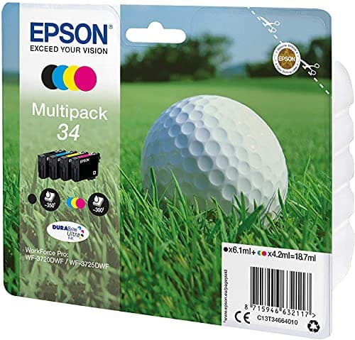Image of Epson C13T34664010 - MULTIPACK 4-COLOURS 34 - DURABRITE GOLF BALL