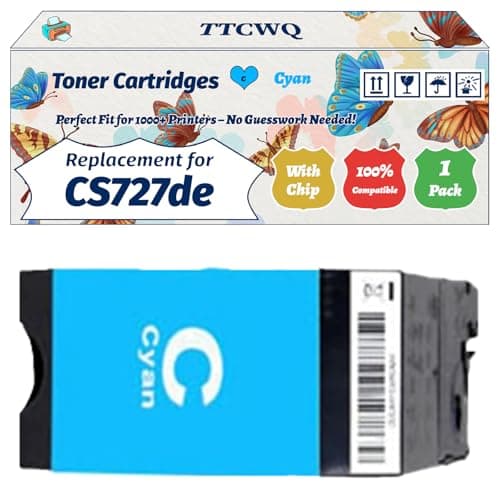 Image of Compatible for Lexmark CS727de Toner Cartridges Work for Lexmark CS727de CS728de CX727de Printers, with Chip, High Yield 13000 Pages, High-Definition Printing (1 Pack Cyan)