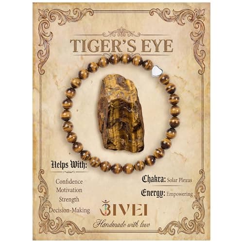Image of Bivei Tiger Eye Crystal Bracelet for Women, 6mm Natural Stone Beaded Stretch Bracelet, Handmade Elastic Jewelry Gift