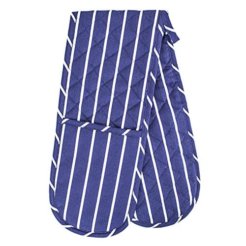Image of Oven Gloves, Blue, Double Oven Mitts, Heat Resistant Cooking Gloves, Machine Washable Catering, BBQ, Kitchen, Baking Mitts, Double Oven Gloves, Pot Holders