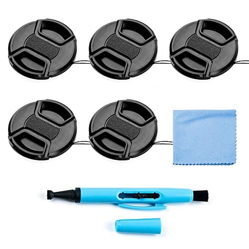 Image of Fotover 72mm Lens Cap Bundle, 5 Pack Universal Snap on Front Centre Pinch Lens Cover Set with Microfiber Lens Cleaning Cloth for Canon Nikon Sony Olympus DSLR Camera + Camera Lens Cleaning Pen