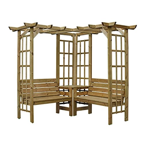 Image of Woodshaw CRAFTED FOR YOUR OUTDOOR SPACE Hampton Large Corner Arbour, wood, Natural, XLarge