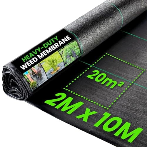 Image of Green Thumbz Heavy Duty Weed Membrane - 2m x 10m Folded Weed Control Membrane 100gsm - Weed Suppressant Membrane for Garden Landscape, Ground Cover, Patios and Weed Control Fabric for Flower Beds
