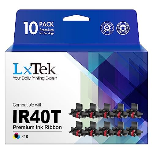 Image of LxTek Replacement for IR40T IR-40T CP13 MP-12D Calculator Ink Roller Printer Ribbons use with Canon, Sharp EL-1750V, EL-1801V (Black/red, 10-Pack, Individually Sealed)