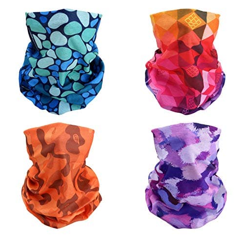 Image of SMEHCF 4 Headband Bandana Balaclava Half Face Mask Shield Head Hair Scarf Neck Gaiter Hat Multipurpose For WoMen Men Breathable Reusable Washable Camo Raindrop Blue Rainbow Yellow Purple