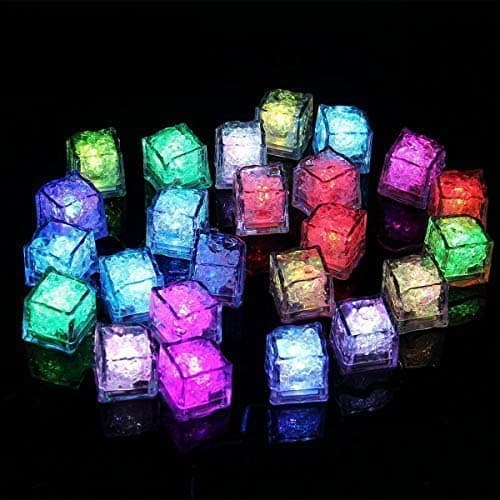 Image of Jzhen 12 Pcs LED Ice Cube, Multicolour Decoration LED Ice Cubes Light Liquid Sensor Water Activated Glowing for Drinks Wine, for Party, Christmas Wedding Decoration Gift, Club, Bar