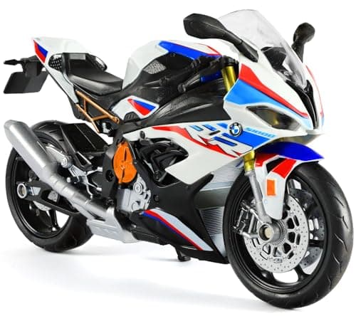 Image of Risopen 1:12 Motorcycle Toy Compatible with BMW S1000RR Motorcycle Model Metal Die Cast with Plastic Motor Model No Assembly Required Mini Finished Moto Gift for Adults (White)