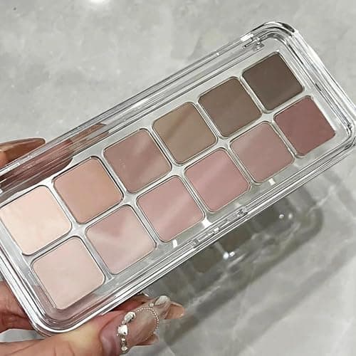 Image of 12 Colors Full Matte Eyeshadow Palette, Nude Pink Brown Eye Shadow Pallets, Long-Lasting Pressed Powder Eye Makeup Palette, Blendable Smokey Eyeshadow Makeup, Gift Eor Women