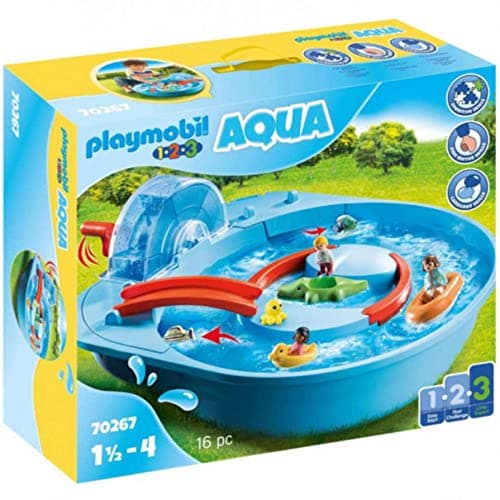 Image of PLAYMOBIL 70267 1.2.3 AQUA Splish Splash Water Park, educational toy, indoor and outdoor water toy, exciting and fun water play, fun imaginative role play, playset suitable for children ages 1.5+