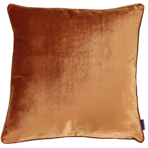 Image of Riva Paoletti Luxe Velvet Cushion Cover - Rust Orange - Soft Velvet Feel Fabric - Reversible - Hidden Zip Closure - Machine Washable - 100% Polyester - 55 x 55cm (22" x 22" inches)
