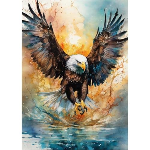 Image of GHHKUD Eagle Diamond Art Kits for Adults, Birds 5D Diamond Painting Kits for Adults Beginners, DIY Full Drill Diamond Gem Art Stitch, Diamond Canvas Painting Pictures, Crafts Wall Decor 30 * 40CM