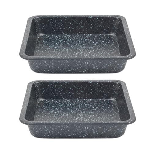 Image of Salter Megastone 2 Piece Square Pan Set – Ultra Non-Stick, Easy Clean, Carbon Steel Ovenware, Heat Resistant Coating, PFOA-Free, Oven Safe up to 220°C, Strong and Durable, Ideal for Baking