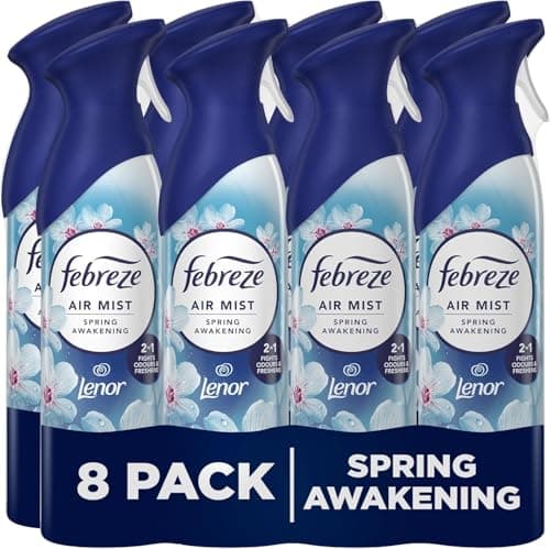 Image of Febreze Air Freshener Spray – Spring Awakening, 185ml (Pack of 8) | Odour Eliminating Room & Bathroom Spray with Fresh Scent | Long-Lasting Air Mist for Home & Office
