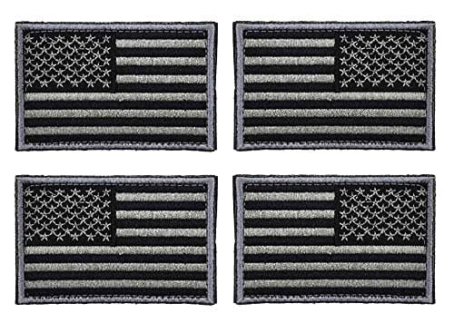Image of Antrix 4 Pcs Black Gray Regular and Reversed American US USA Flag Embroidered Patch Tactical United States of America Uniform Emblem Applique Hook & Loop Emblem Badge Patch for Backpacks Bags Hats