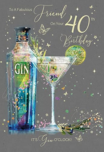 Image of Fabulous Friend Milestone Age 40 Female 40th Birthday Greeting Card - from the Gorgeous Grace Range - Glitter & Foil Finished (40th)